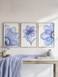 Soft Blue Layered Watercolor Art Original (Set of 3)