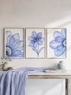 Soft Blue Layered Watercolor Art Original (Set of 3)