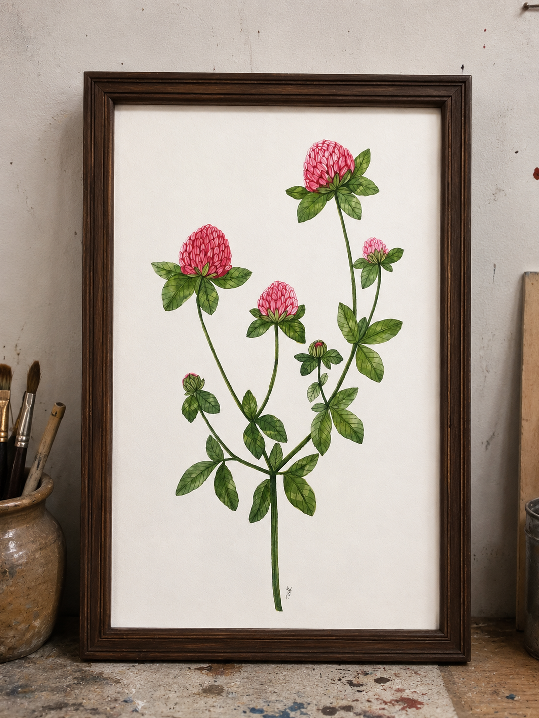 Red Clover Watercolor Art Print