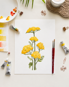 Yellow Yarrow Watercolor Art Original