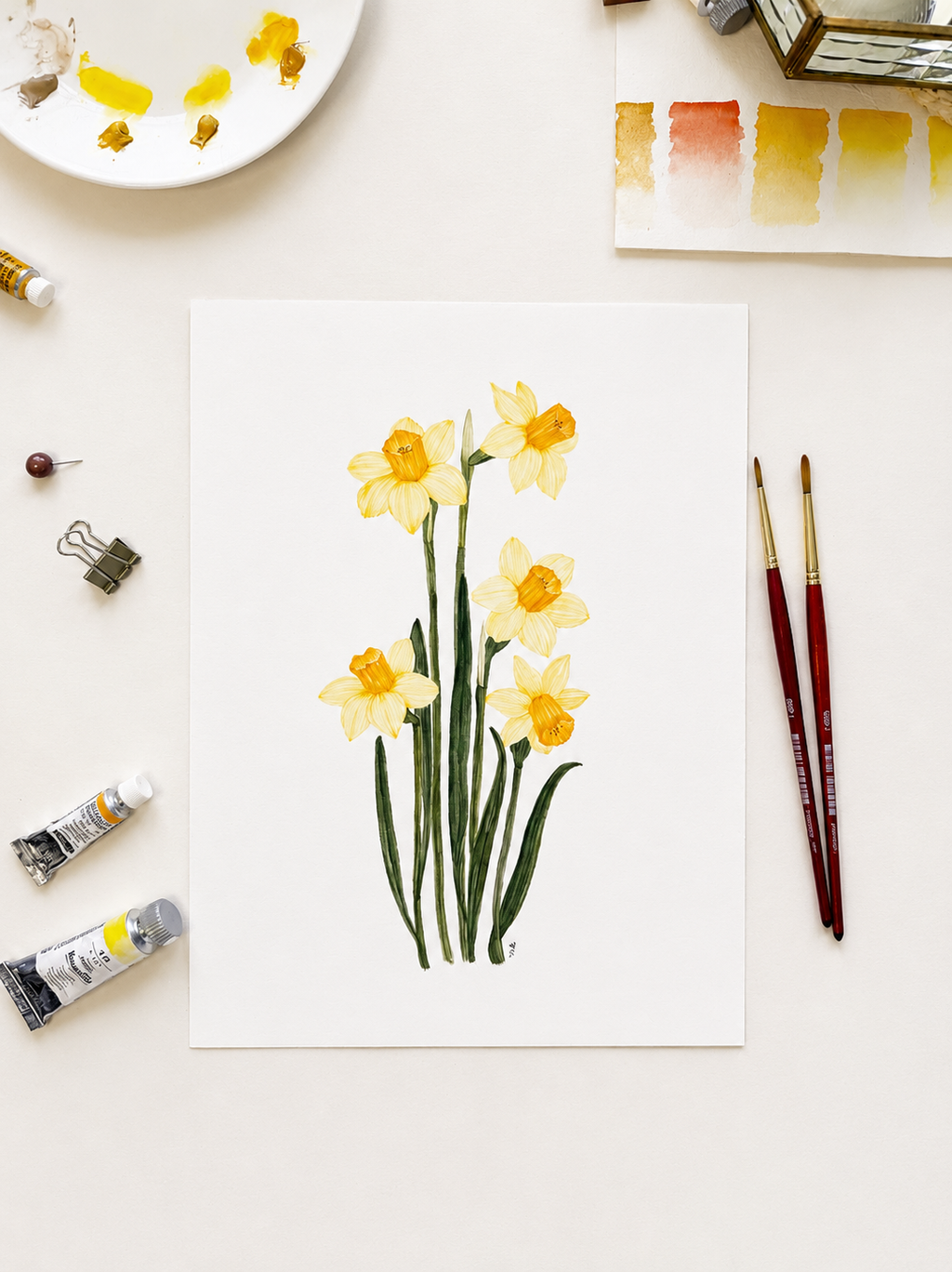 Daffodils Watercolor Art Print
