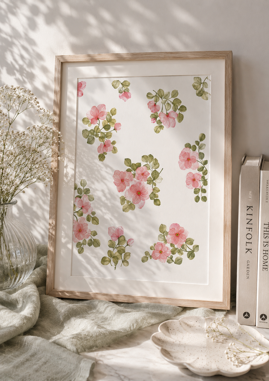 Soft Pink Layered Watercolor Art Print Set (set of 2)