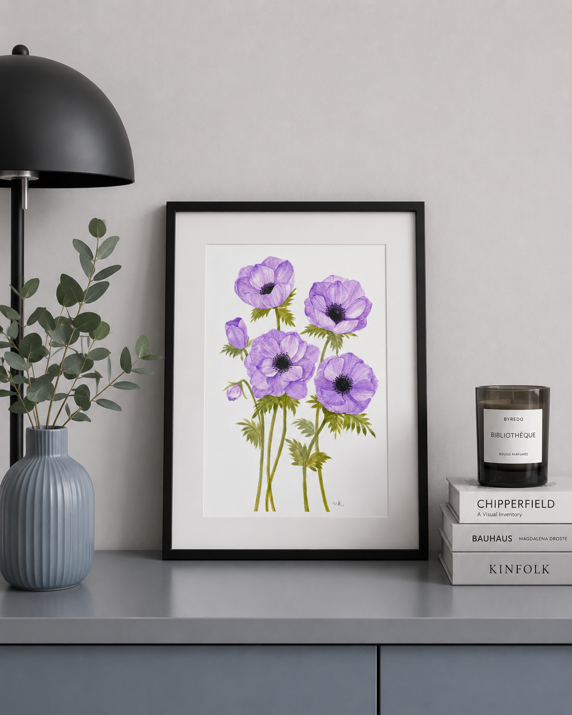 Purple Anemone Watercolor Art Print