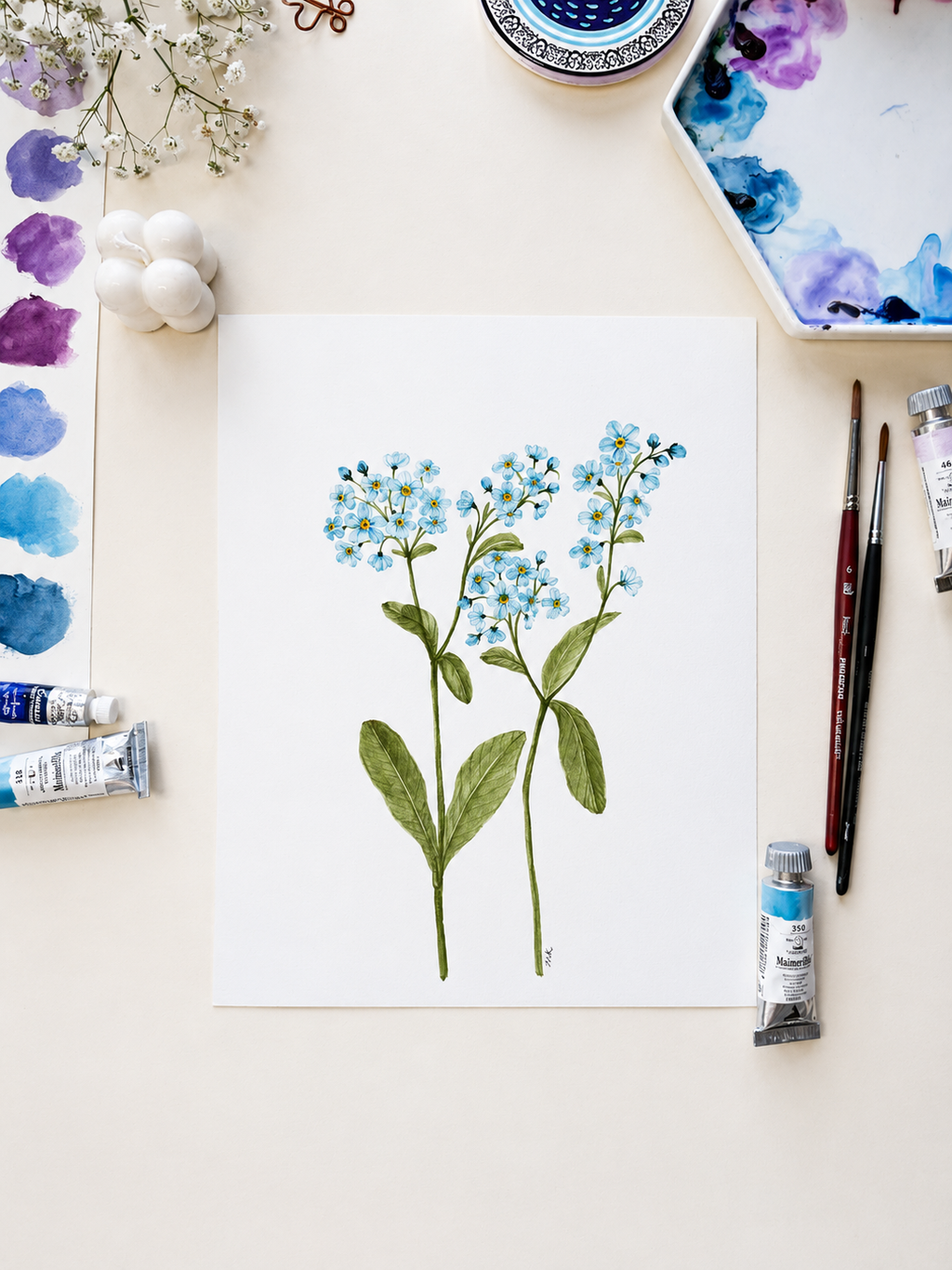 Forget-Me-Not Watercolor Art Print