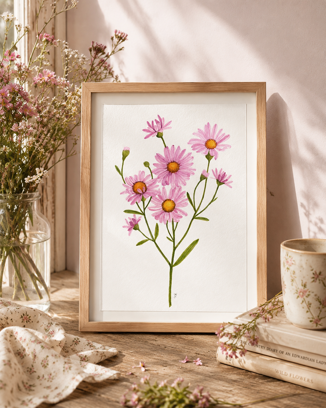 Aster Watercolor Art Print