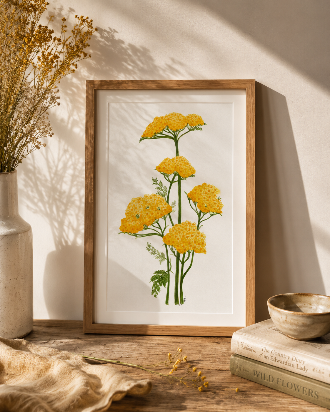 Yellow Yarrow Watercolor Art Print