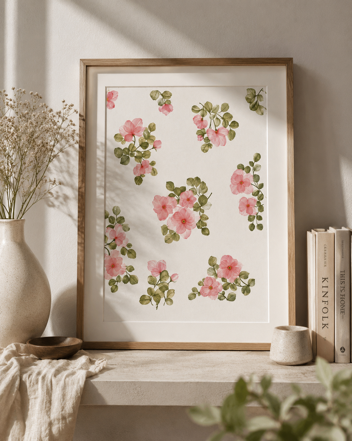 Soft Pink Layered Watercolor Pattern Print