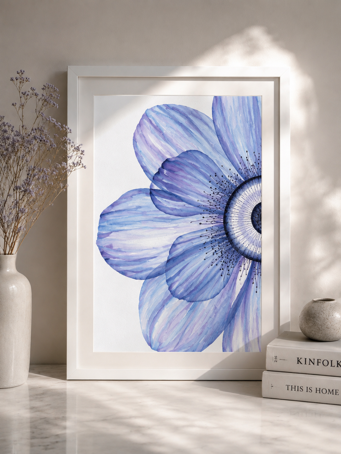 Soft Blue Layered Watercolor Art Original (Set of 3)