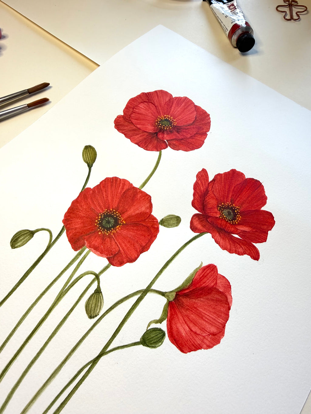 Red Poppy Watercolor Art Print