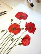 Red Poppy Watercolor Artwork