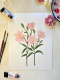 Pink Lily Watercolor Art Print