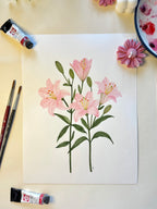 Pink Lily Watercolor Artwork