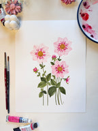 Pink Dahlia Watercolor Artwork