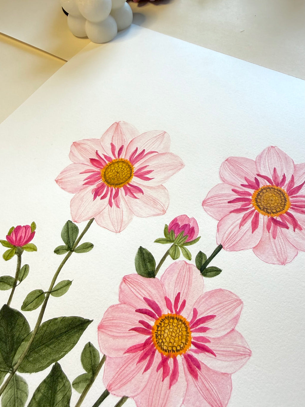 Pink Dahlia Watercolor Art Print