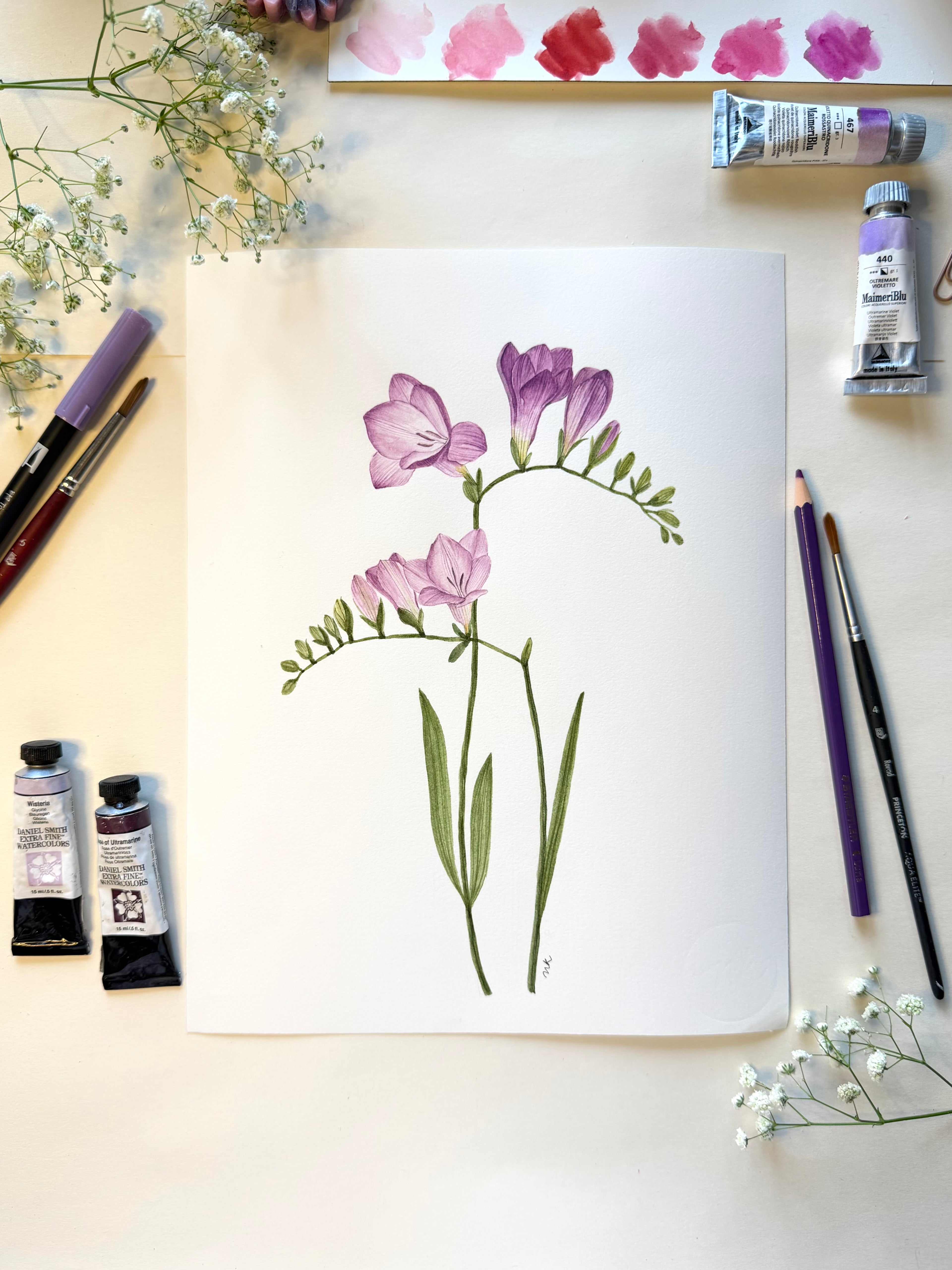 Freesia Watercolor Art Print