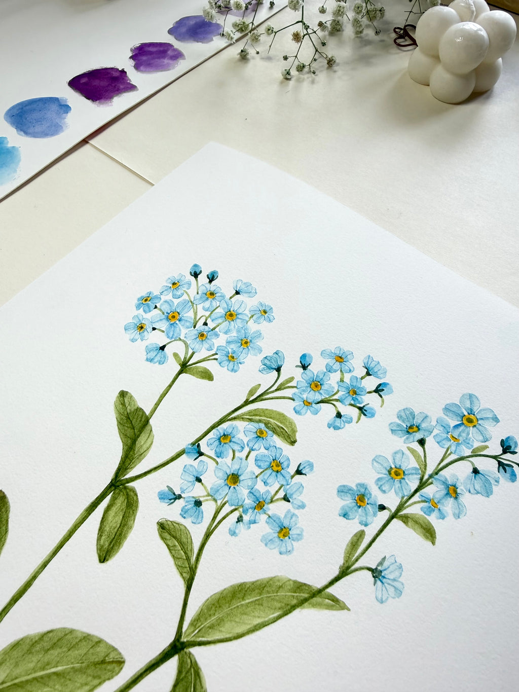 Forget-Me-Not Watercolor Art Print